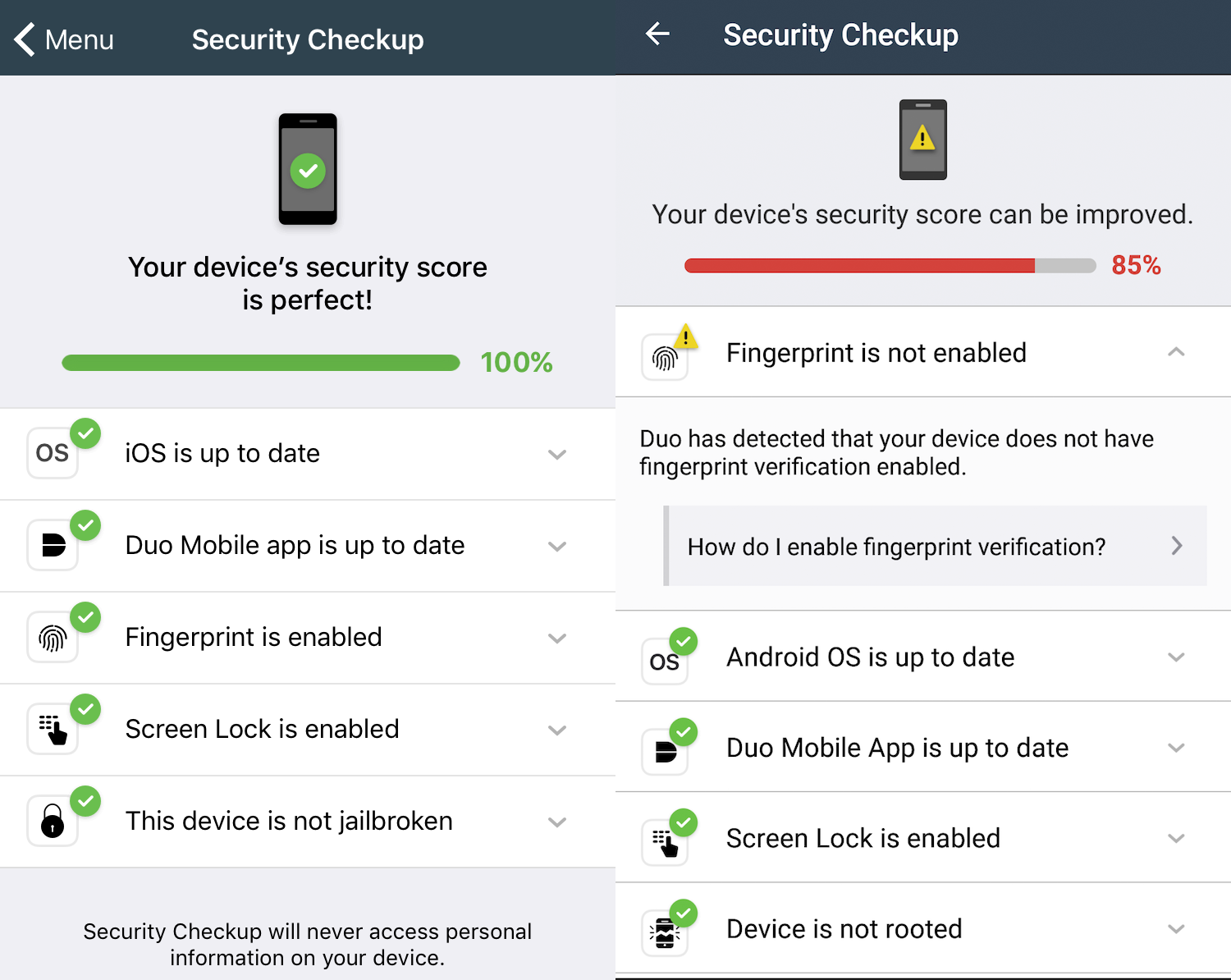 Duo's Security Checkup