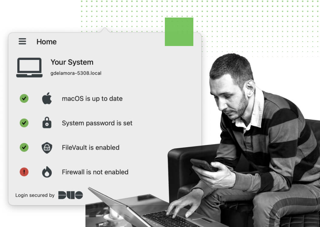 Image showing a user checking device compliance and what needs to be be fixed to stay secure and in compliance