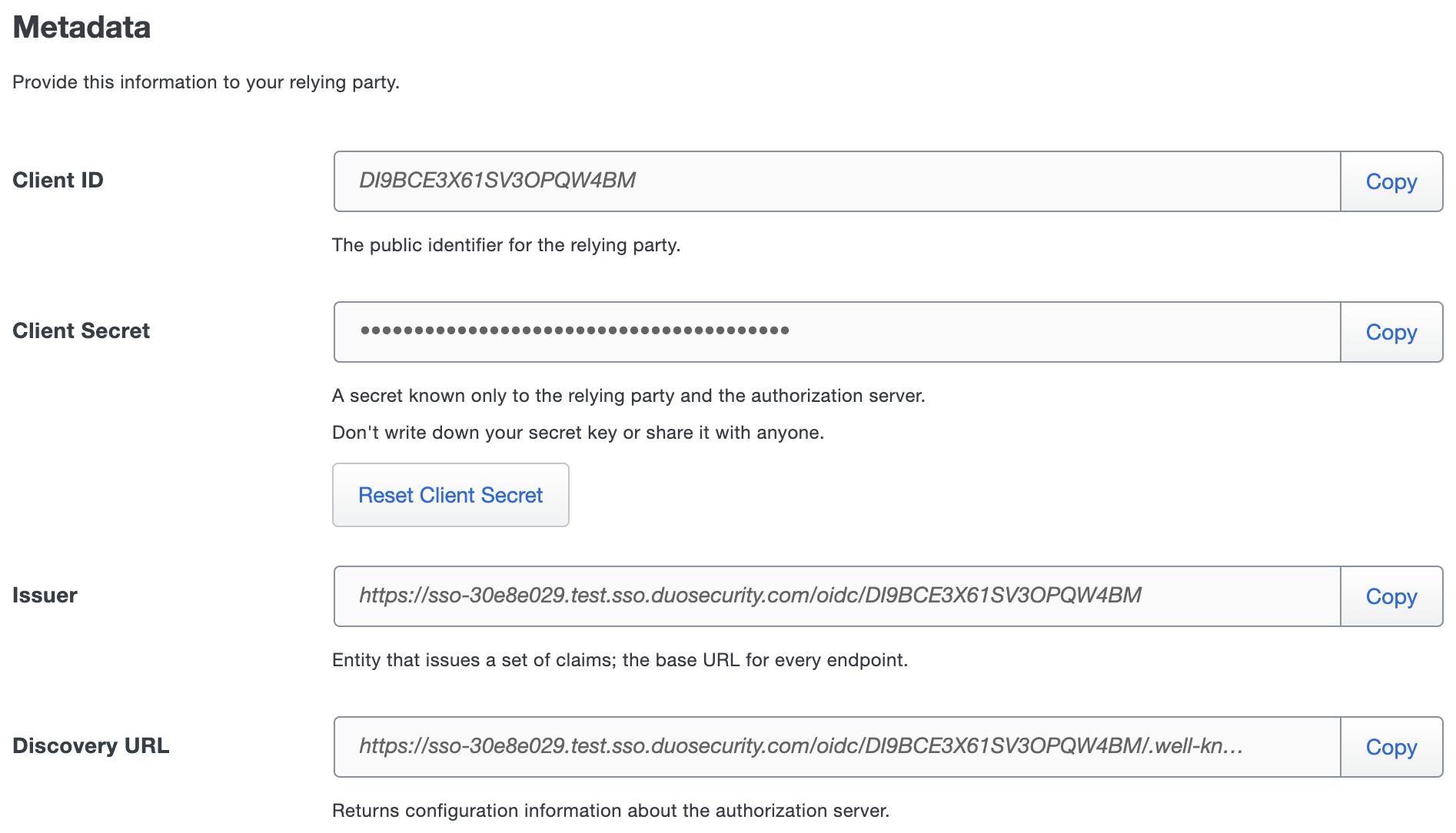 Duo Red Hat Keycloak Metadata Fields