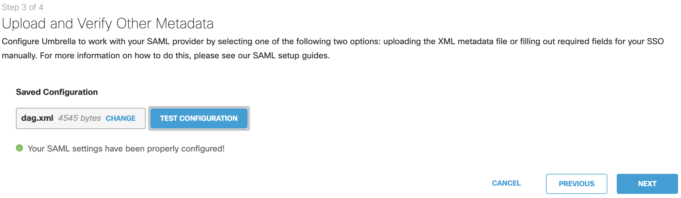 Additional Umbrella Single Sign-On Setting Edit