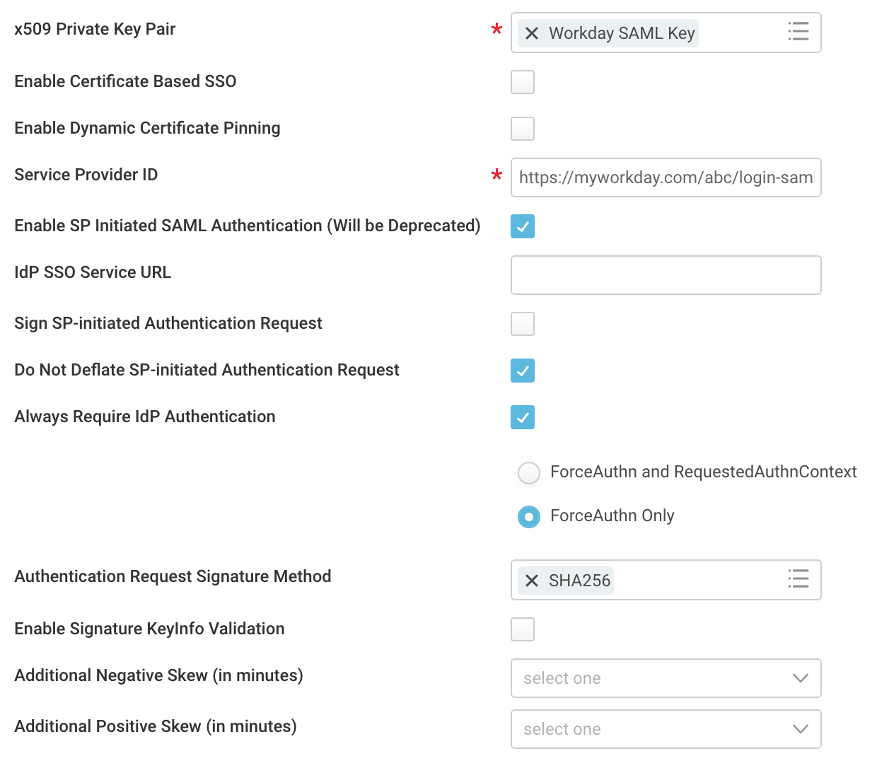 Additional Workday Single Sign-On Setting Edit