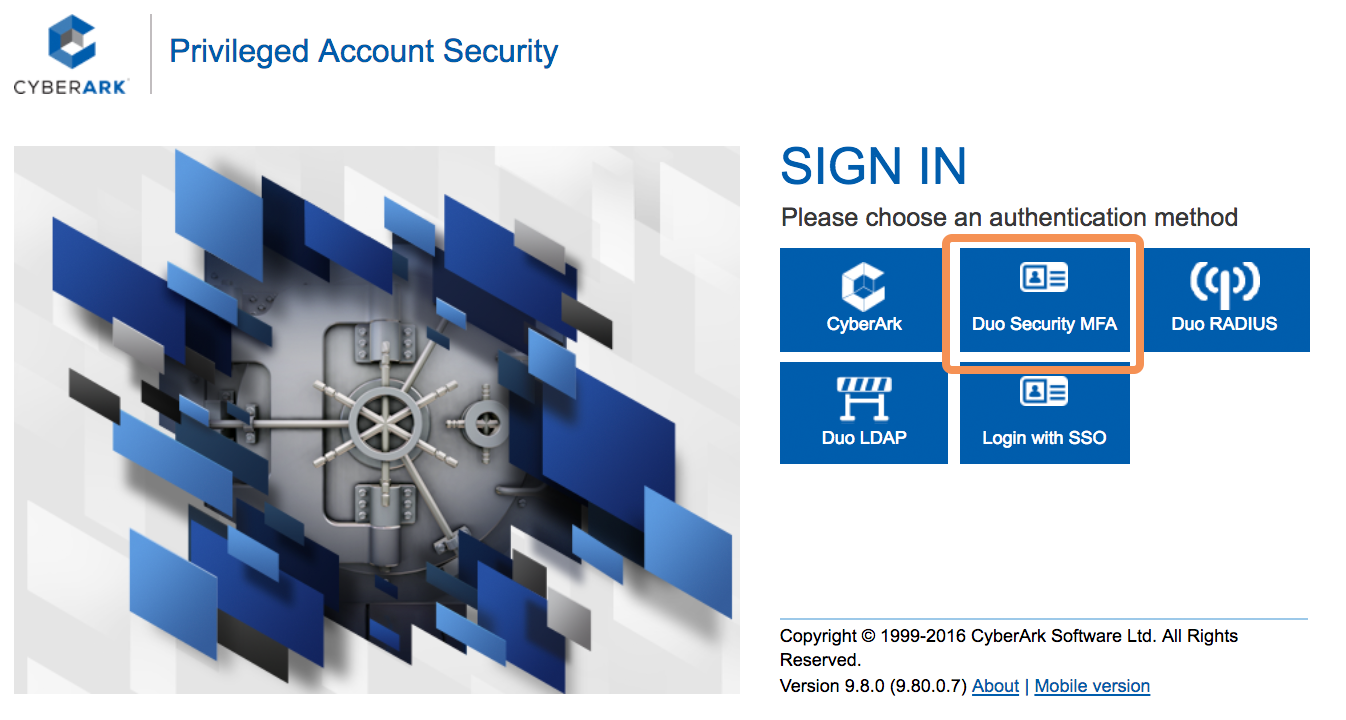 CyberArk Duo WebSDK Login - Choose Method