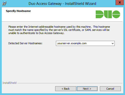 Duo Access Gateway Installation - Host