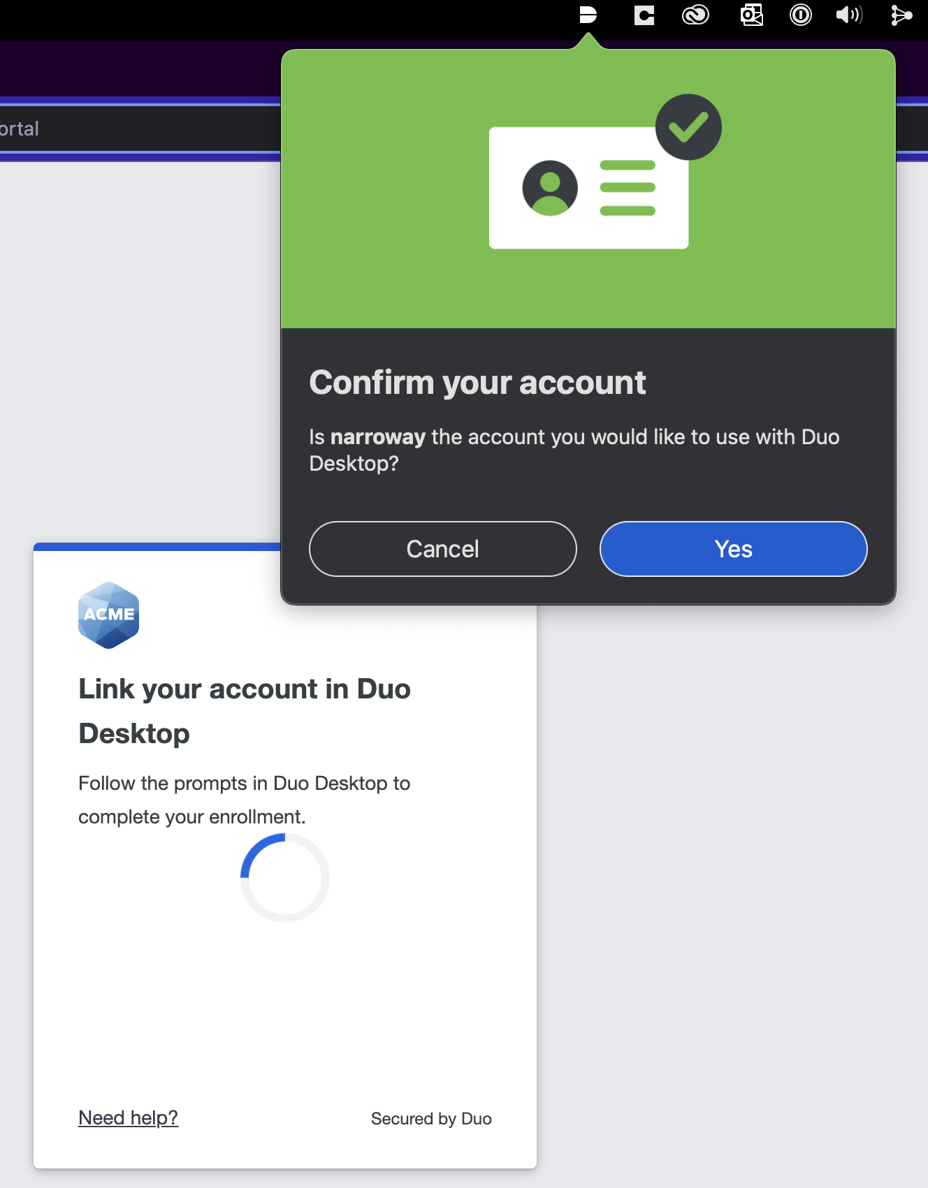 Linking an Account for Duo Desktop Authentication on macOS