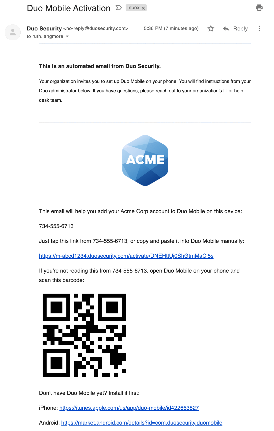 Activation Email