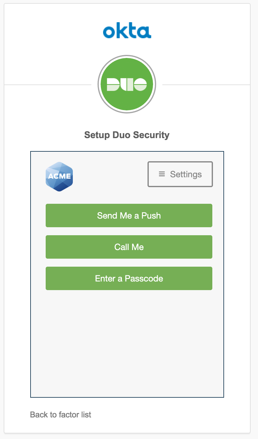 Okta Duo Authentication