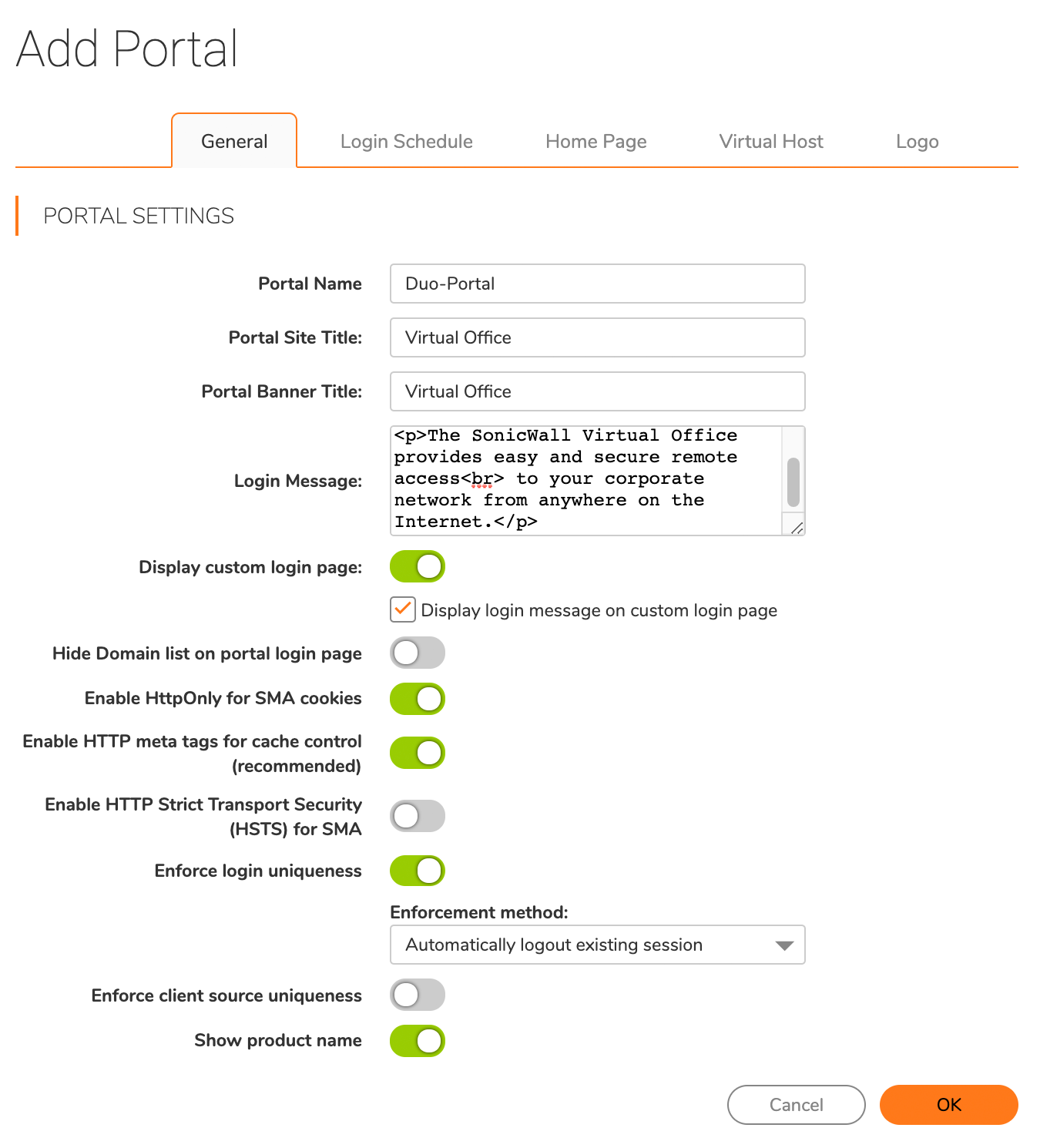 Portal Setting