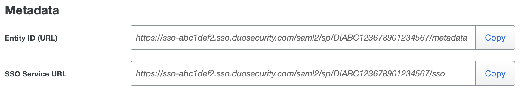 Duo Huntress Metadata URL Fields