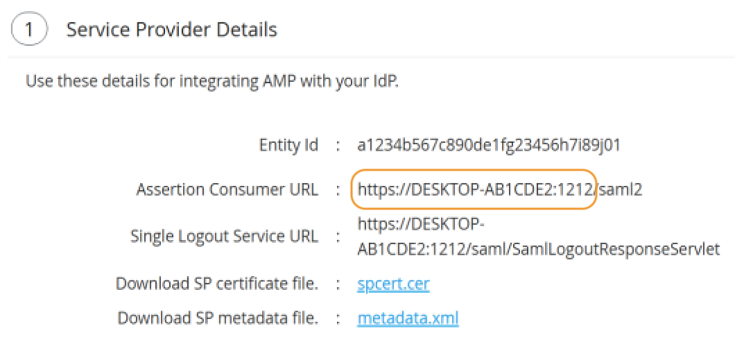 ManageEngine Access Manager Plus Domain and Port Number in Service Provider Details Section