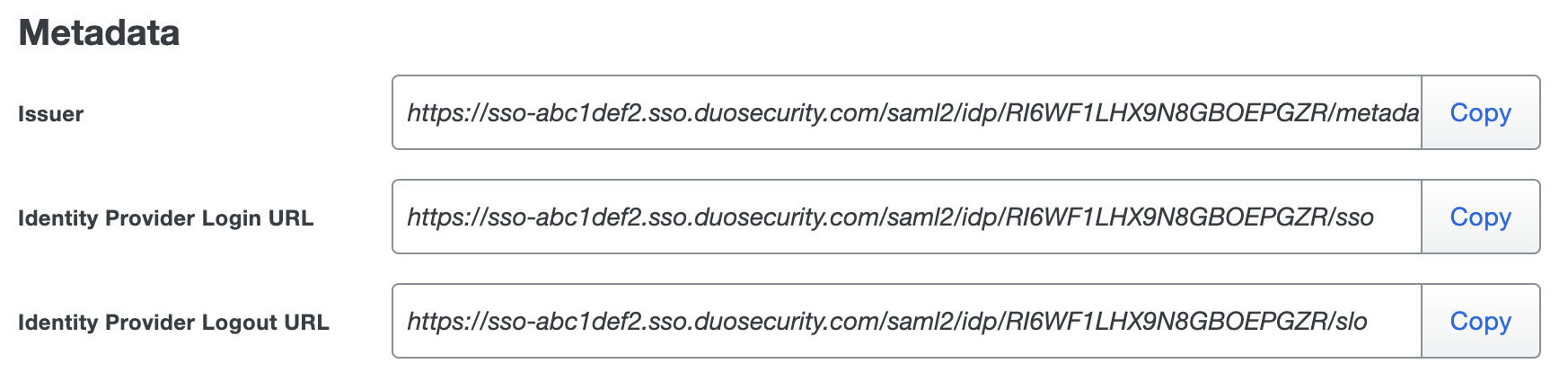 Duo Remedyforce Metadata URLs