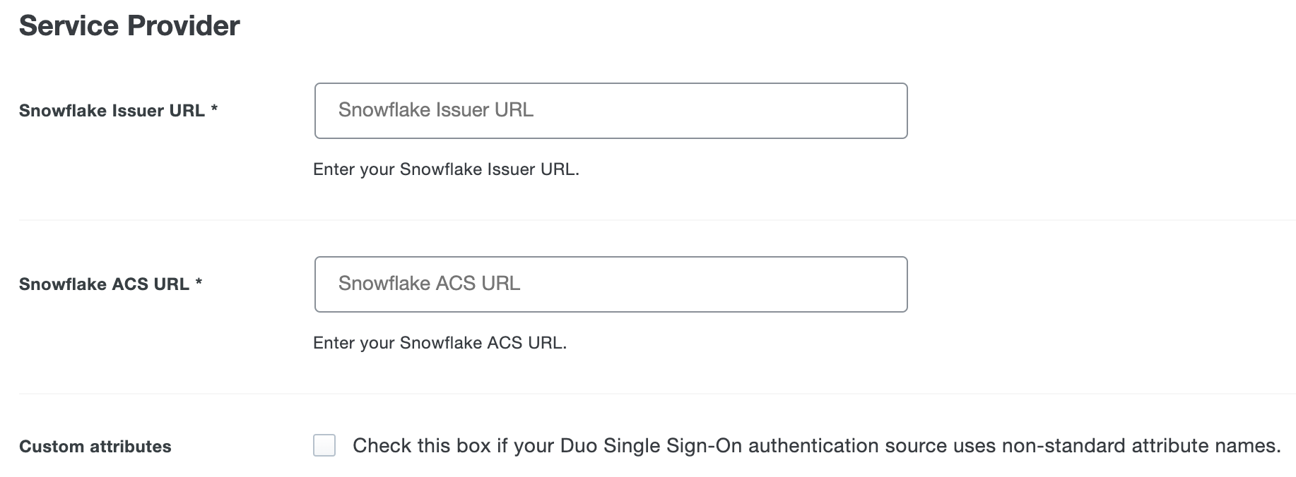 Duo Snowflake Custom Attributes Checkbox