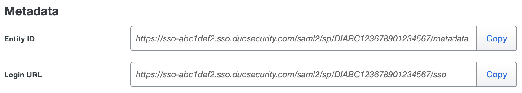 Duo Veeam Backup & Replication Metadata URLs